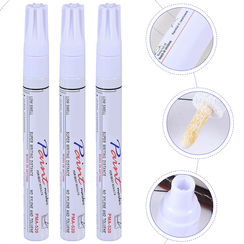 

6pcs Car Paint Repair Pen White Automotive Touch-Up Marker For Scratch Remover Tool Glossy Finish On Light Dark Surfaces