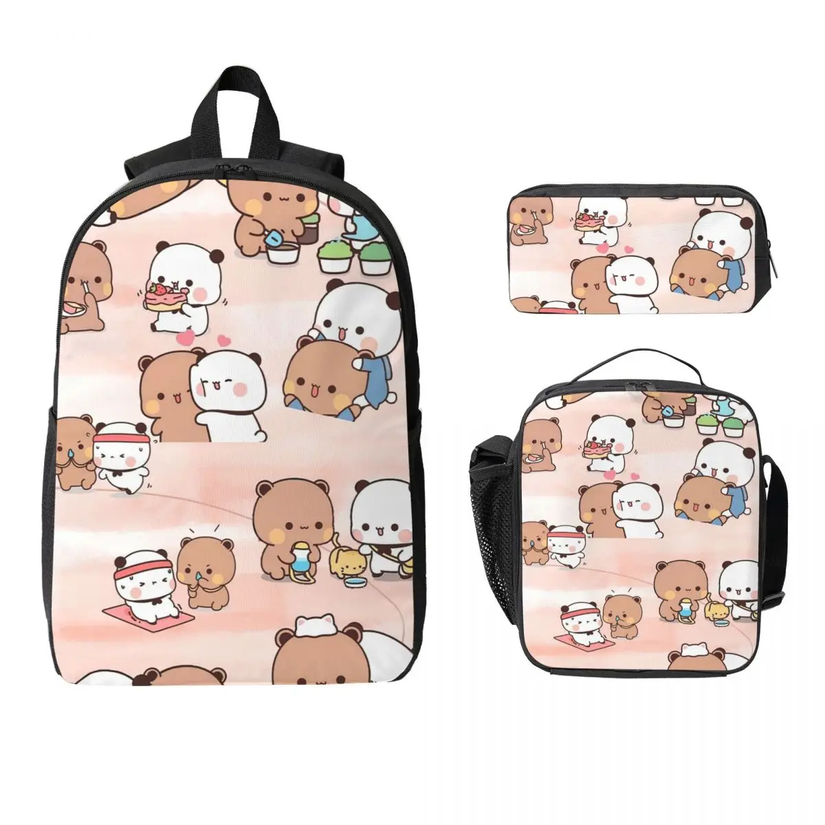 

Bubu Dudu Panda Bears Cartoon Backpack Student BookBag School Bag Laptop Shoulder Bags 3ps Insulated Lunch Bag Pencil Case