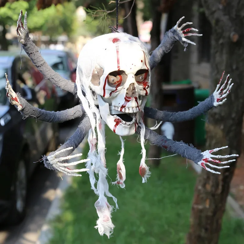 Halloween Horror Props Six Hands Skeleton Sensor Voice-Activated Light-Emitting Ghosts Haunted House Decoration Decoration