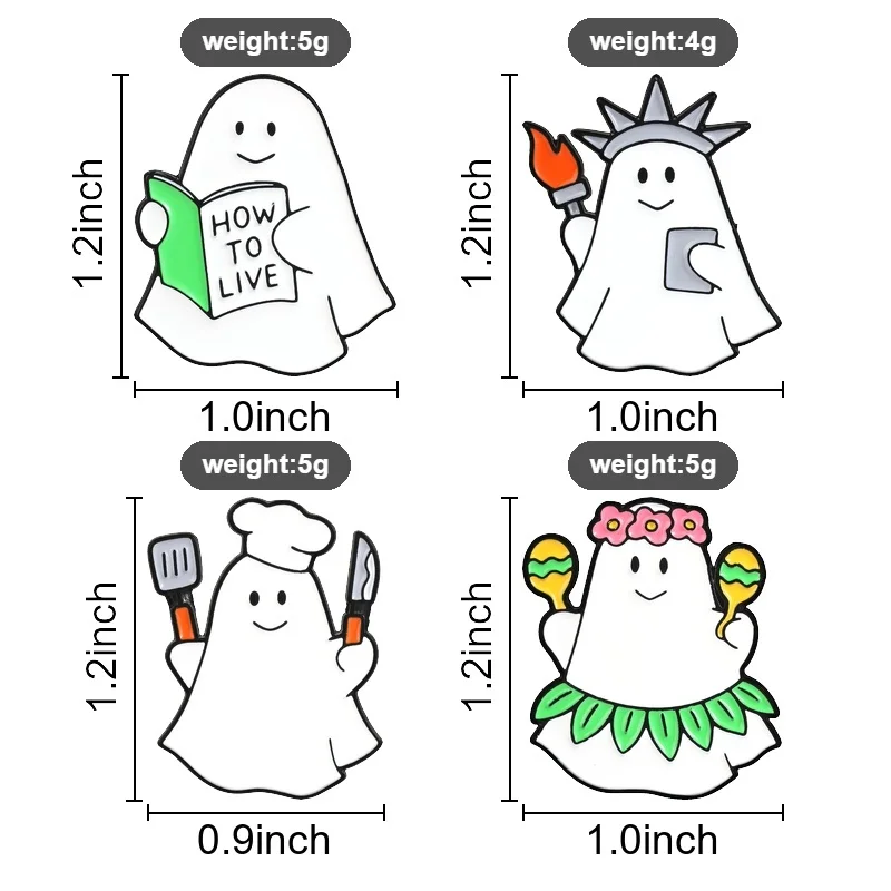 Halloween Funny Ghost Badge Cute Cartoon Enamel Pins Fashion Lapel Metal Brooches Backpack Clothes Jewelry Gift for Friends