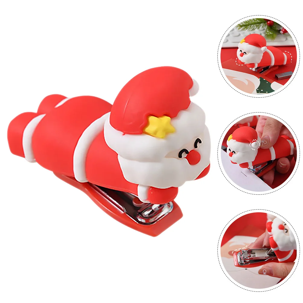 

Santa Stapler Portable Mini Travel Office School Stationery Kit Red Silicone Cute Desk Accessory Handmade Small Supply