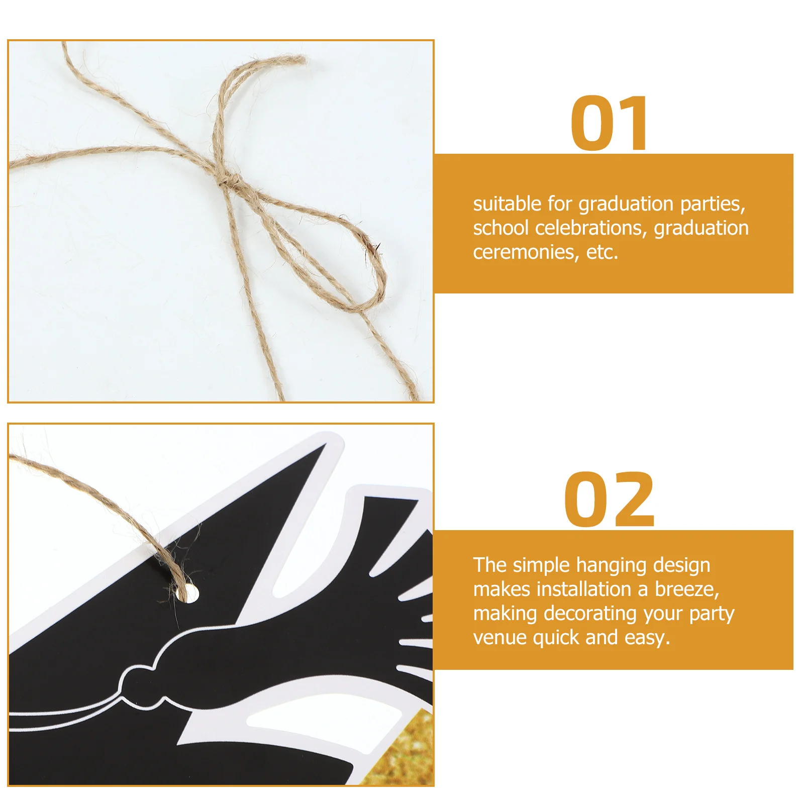 

Graduation Hanging Paper Cap Sign Easy to Install Graduation Party Supply Porch Door Decoration Paper Sign Grad Photo Booth Prop