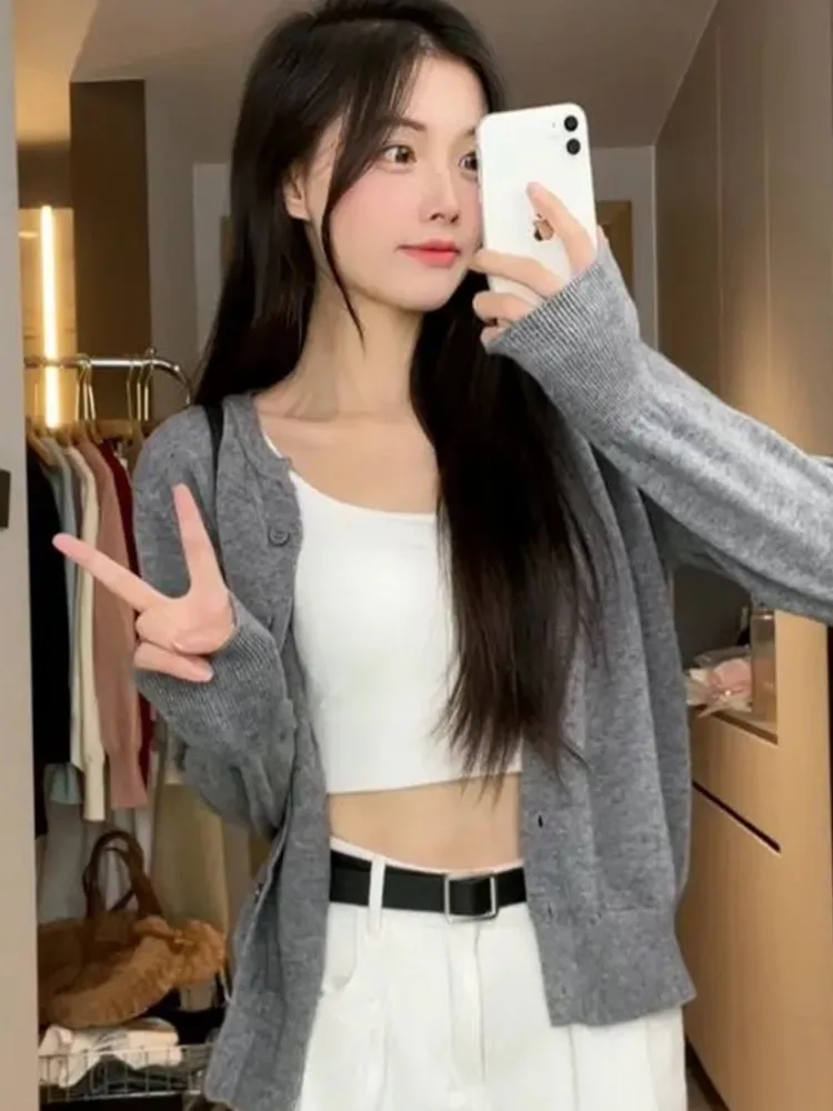 Korean Sle Chic ort Sve Long Sve Women's Sweater Jaet Autumn Winter Outerwear Comfortable Loose Fit  Color