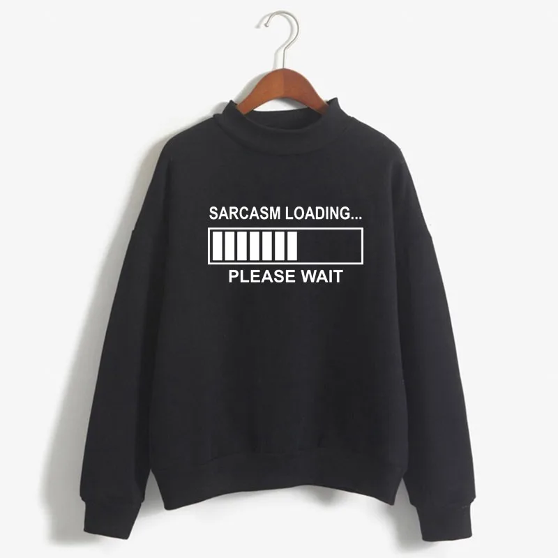 

Sarcasm Loading Please Wait Print Woman Sweatshirt Sweet Korean O-neck Knitted Pullover Autumn Winter Candy Color Women Clothes