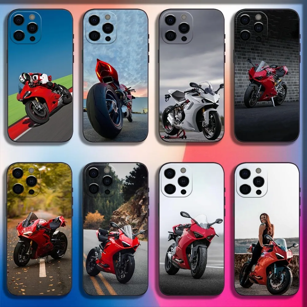 Motorcycle D-Ducaties Bike Phone Case For iPhone 16,15,14,13,12,11,Pro,X,XS,Max,XR,Plus,Mini Soft Black Cover