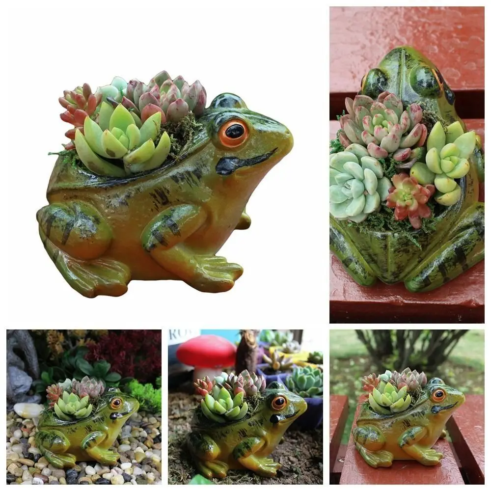 Creative Resin Frog Succulent Plant Pots Breathable Cute Frog Flower Pot Realistic Thickened Plant