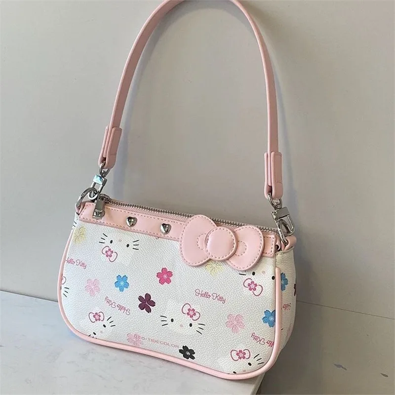 Hello Kitty sac à bandoulière Kawaii Anime haute beauté grande capacité imprimé femmes sous les bras sac à main dessin animé mignon fille cadeau en gros