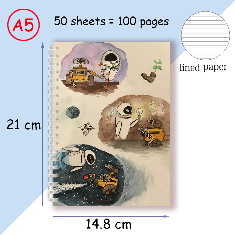 A5 Spiral Notebook Disney WALL E Note Book Eve Humans Robot Captain Fat People Y Eva Drawing Figure Lepining DIY Educational Toy