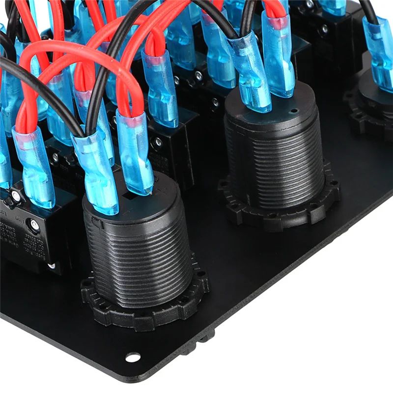 

A73X-Universal Car RV 6 Switch Panel 12/24V Rocker Panel Voltmeter USB Charger Circuit Breaker Tester Light Toggle