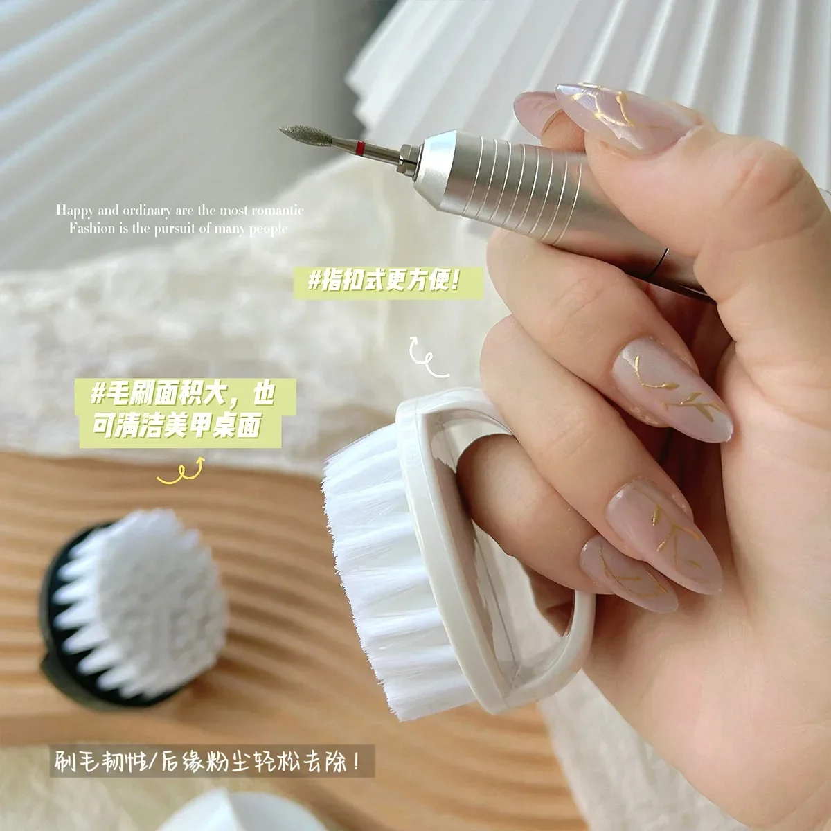 2 uds anillo cepillo de limpieza de polvo de uñas cerdas duras cepillos de uñas DIY cepillo de limpieza de polvo profesional herramientas de cuidado de manicura