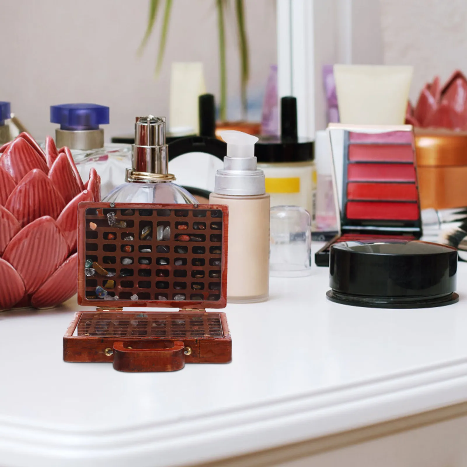 

Винтажный деревянный кейс-органайзер для коллекций камней, минералов, драгоценных камней и коллекционных предметов с множеством отделений