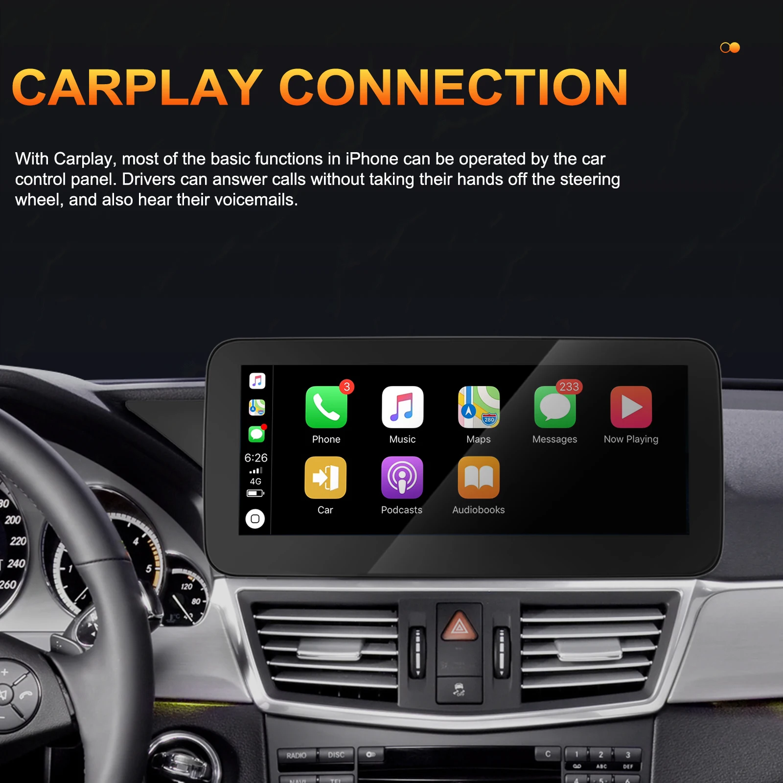 Podofo 10.25'' Car Radio For Mercedes-Benz NTG4.0 E-class /W212 2009-2012 Multimedia Player Carplay Android Auto BT5.0 Car Audio image 5