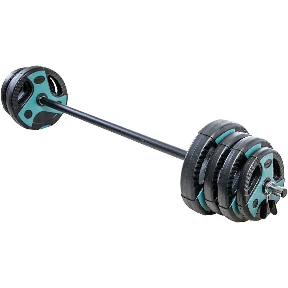 

54 LB Perfect Barbell Weight Set for Home Gym with 55” Padded Bar, Adjustable Weights for Exercise, Lifting and To Build Muscle