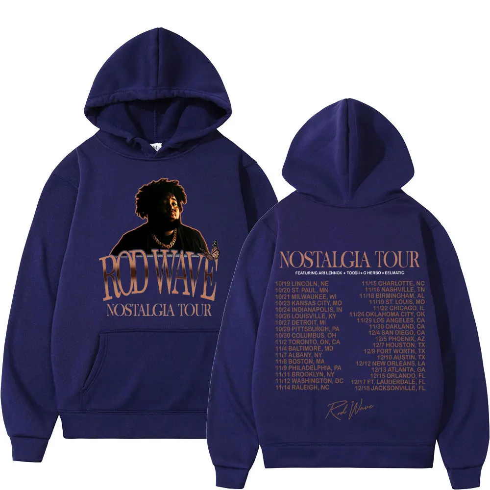 Rapper Rod Wave Album Nostalgia Tour Hoodie Men's Women's Fashion Vintage Hooded Sweatshirts High Quality Fleece Loose Pullovers