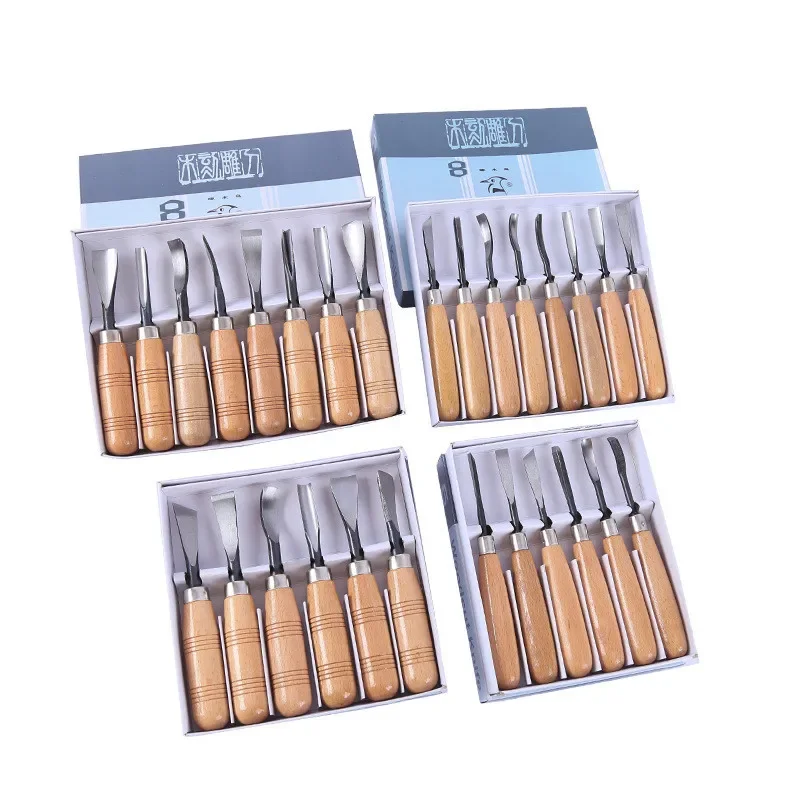 8pcs and 6pcs  Woodpecker Dry Hand Wood Carving Tools, Professional Woodworking Graver Chisel Kit Gouges Tools