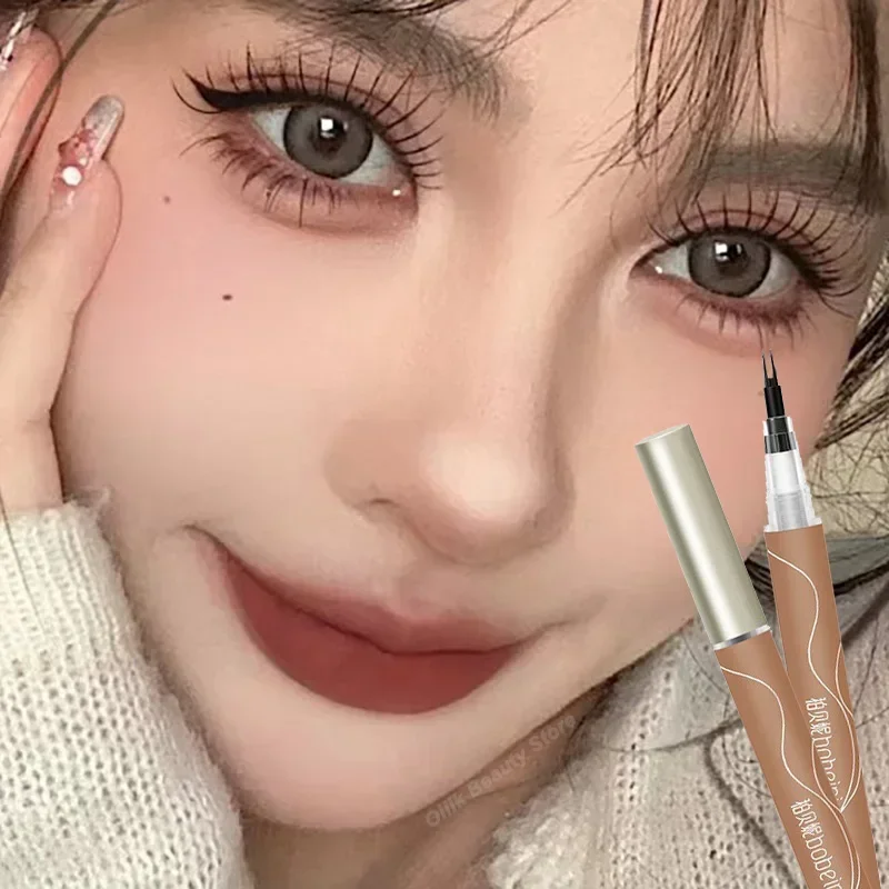 

Two-pronged Lower Lash Eyeliner Pencil Slim Matte Tea Brown 2-fork Lying Silkworm Pen Profession Eyes Liner Outline Makeup Tools