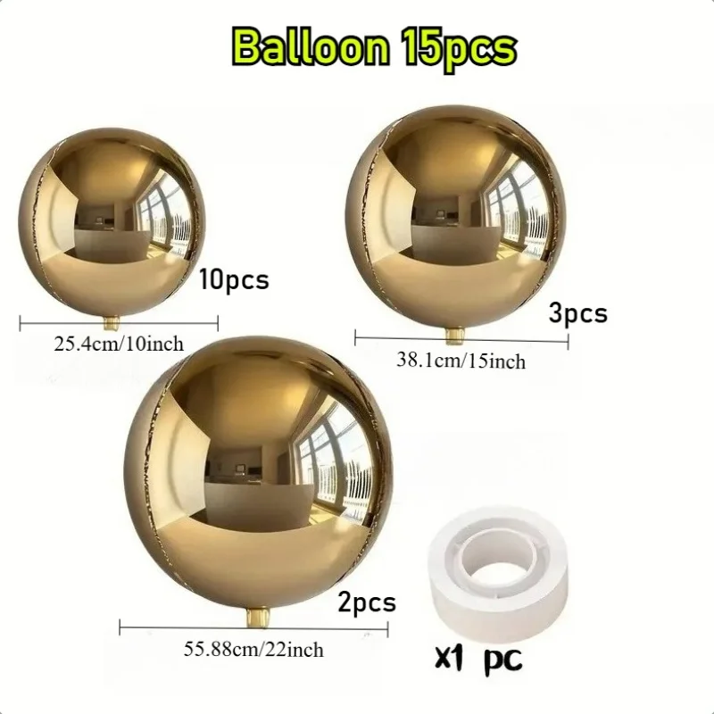 15 Stück 4D Goldene Aluminiumfolienballons für Partydekoration, Ostern, Erntedankfest, Valentinstag und Feiertagsfeiern – Detail 7