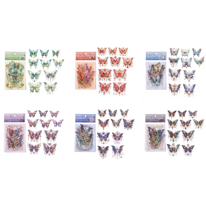 1pack/20pcs Gold Foil Laser Butterfly Stickers Shiny Hologram for Journal Kaka Card DIY Crafts