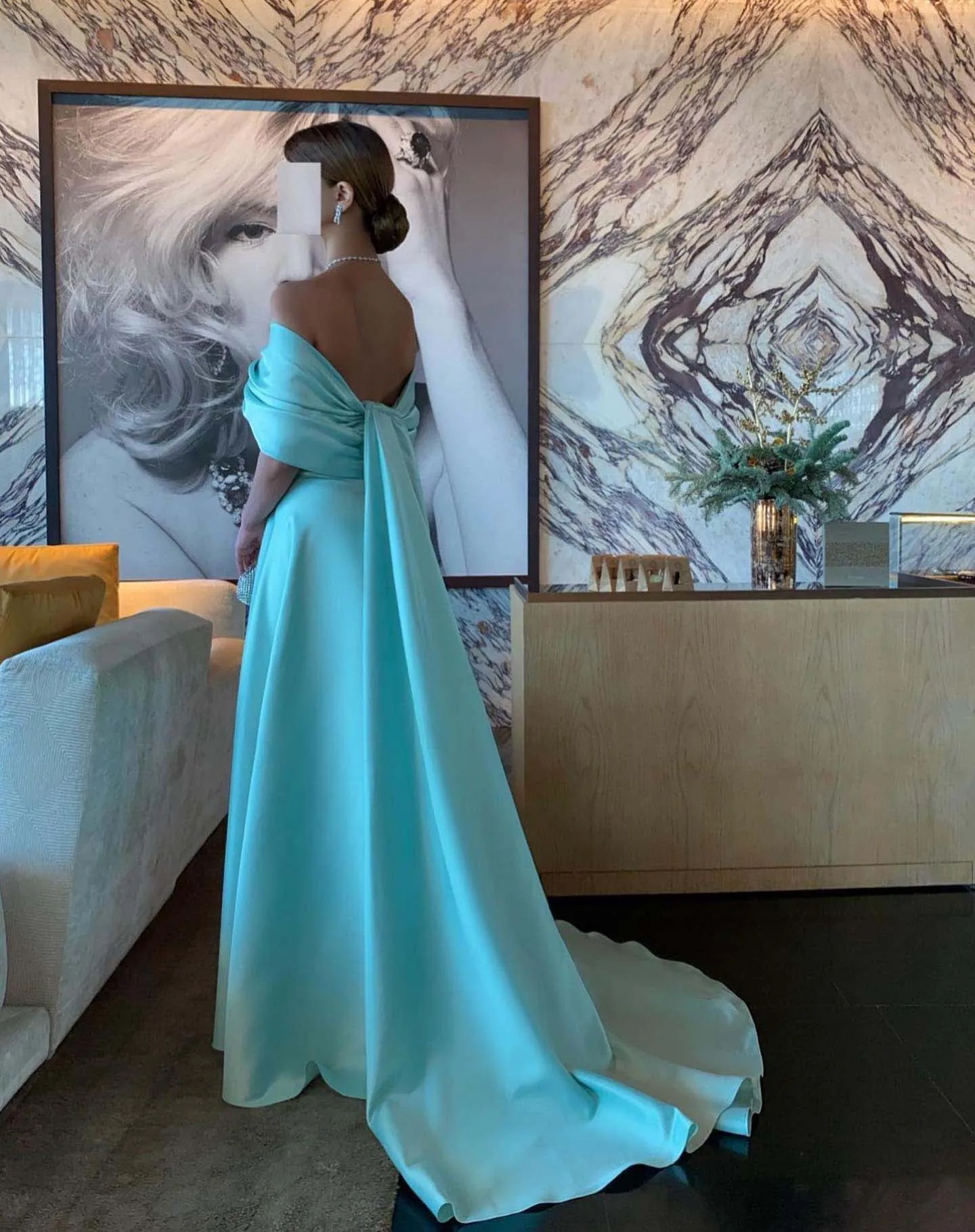 A Line Satin Saudi Arabia Long Prom Dresses Formal Evening Dress Women Off Shoulder Pleats Bridesmaid Wedding Gowns