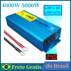 Inversor de onda senoidal pura, 5000w/4000w, 12v/24v, tensão de entrada, potência de pico, onda pura para casa e acampamento, conversor de energia de carro