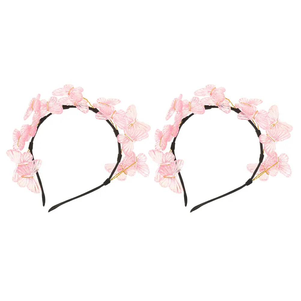 

2 Pcs Butterfly Headdress Bride Hairband Headband for Women Headgear Party Spring