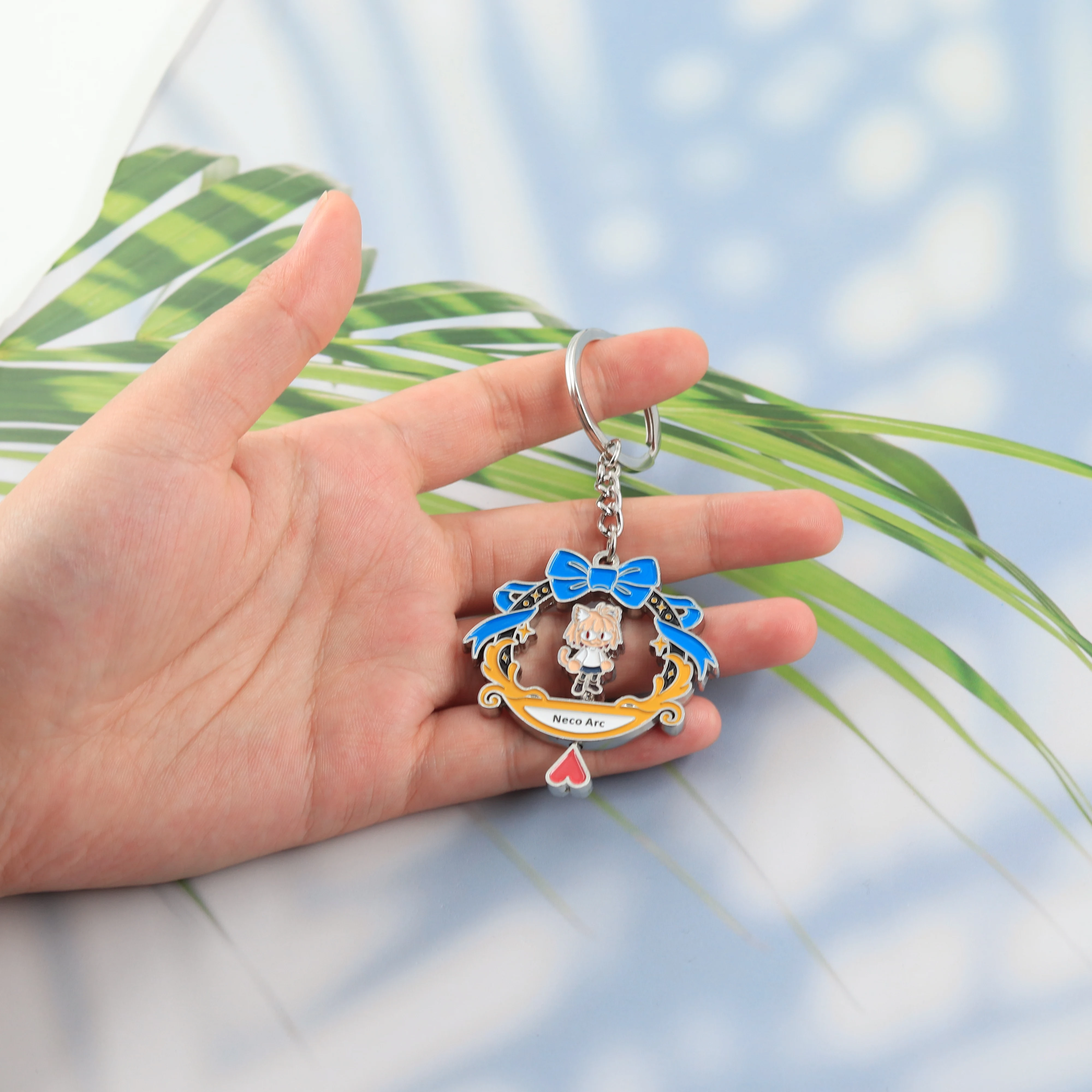 Anime Tsukihime Neco-Arc Drehbarer Schlüsselanhänger Doppelseitiger Drehender Katzenmädchen-Schlüsselring Kawaii Figur Metallanhänger Taschendekoration Fan-Geschenk – Detail 14