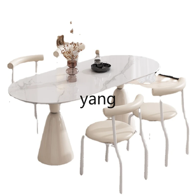 Nordic Stone Plate Dining Tables and Chairs Set Cream Style Holy Cup Table Home Small Apartment Modern Minimalist