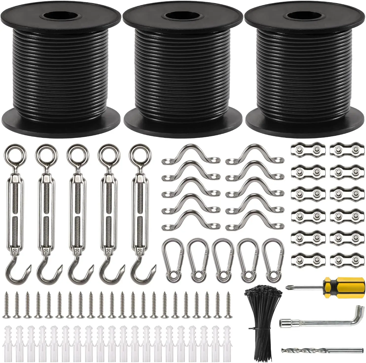 

Комплект для подвешивания светильников из нержавеющей стали с нейлоновым покрытием, 300 футов, с аксессуарами для уличных, патио и кемпинговых светильников