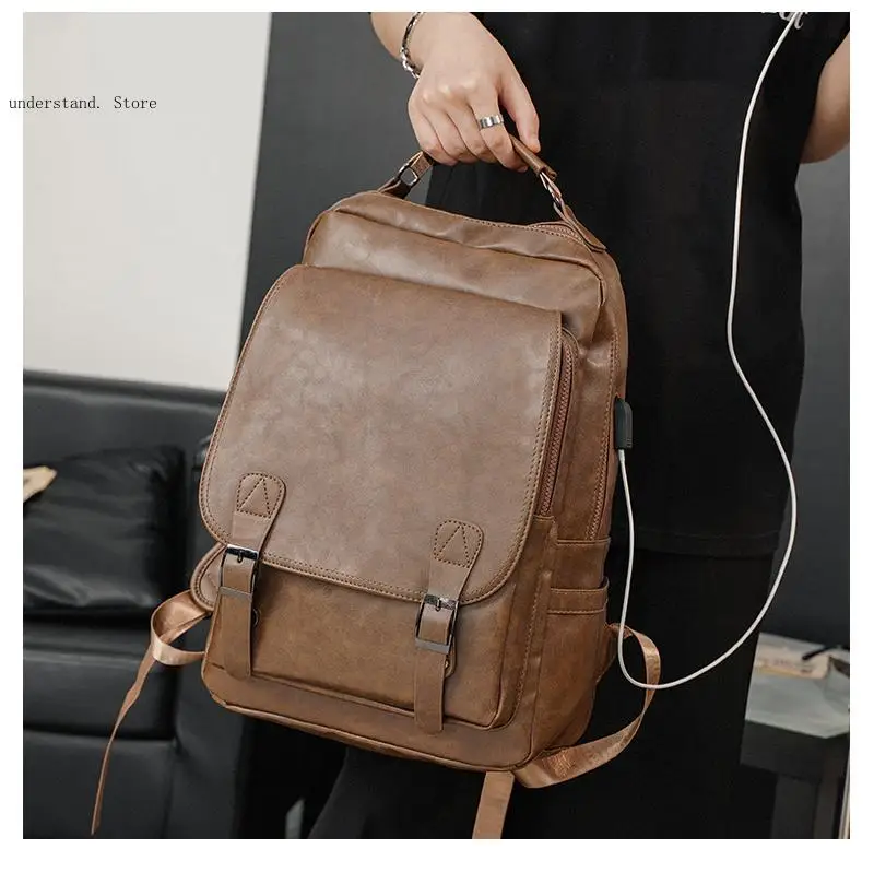 Korean Student School Bag Soft Oulder Bag Large Capaci Leather Bapa Casual Men's Cuter Bag Causal Simple