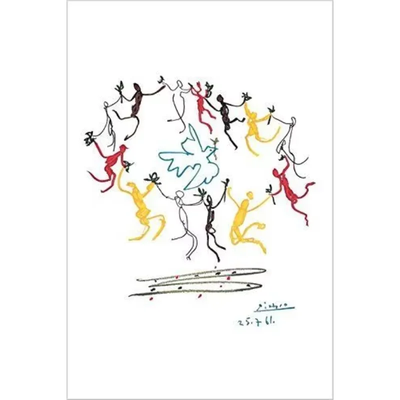 Danza de la juventud Pablo Picasso paloma de la paz pegatina de pared cartel de seda arte lienzo ligero decoración del hogar