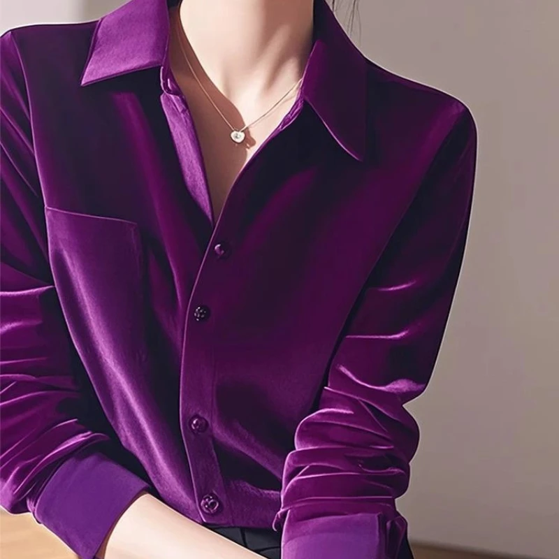 ฤดูใบไม้ผลิฤดูใบไม้ร่วงใหม่อารมณ์แขนยาวเสื้อโปโลคอAll-Match Elegantเสื้อVINTAGEแฟชั่นผู้หญิงเสื้อผ้า