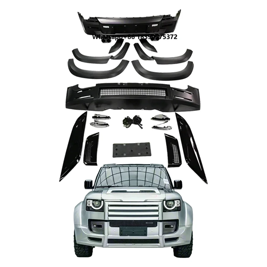 For Defender Accessories Upgrade Lu Style Body Kits with Bumper Hood Vent Side Vent Side Skirt Wheel Arch Part Conversion