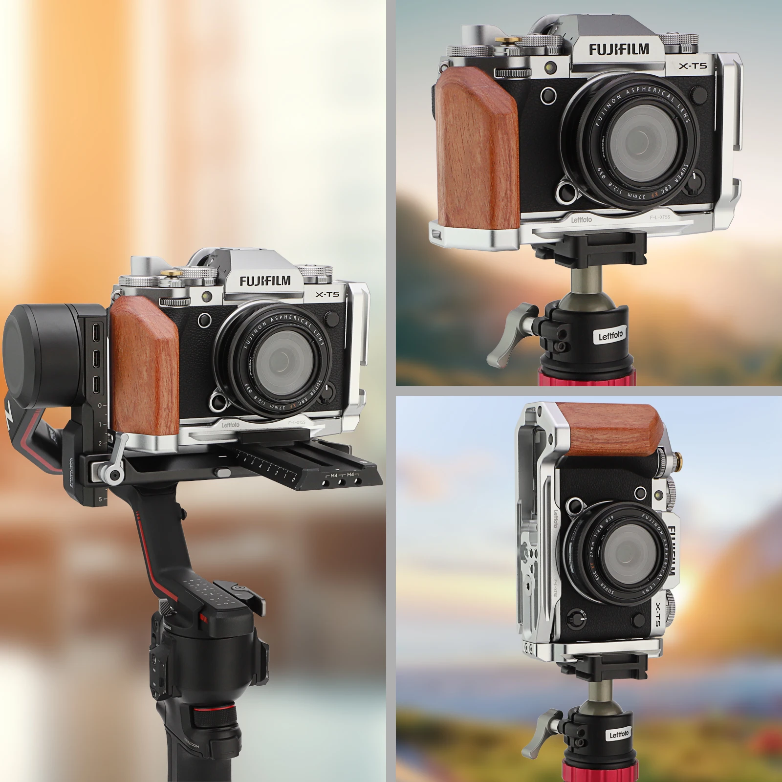 LEFTFOTO X-T5 Retro Handgrip L-Shape Bracket Handle with Wooden