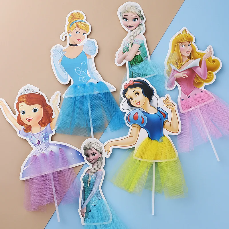 

Disney Princess Cake Toppers Birthday Party Decoration Baby ShowerKids Girls Favorite Cupcake Toppers Flag Weddin Supplies Party