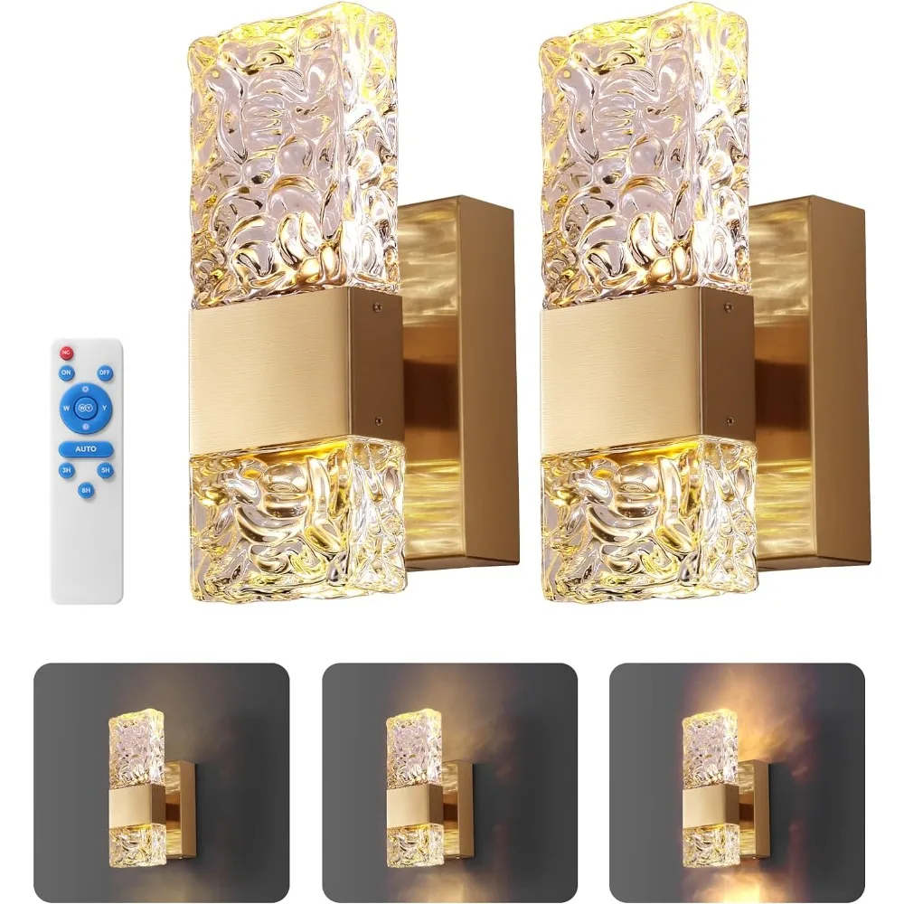 

Gold Battery Operated Wall Sconces Set of 2, 10000mAh Wireless Rechargeable Wall Lights, Dimmable LED Wall Lights , Home Decor