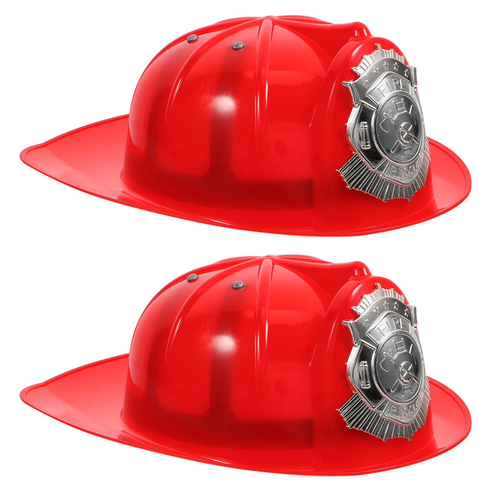 2 Pcs Gift Man Kids Toddler Plastic Fire Fighter Party Hats Fireman Favors