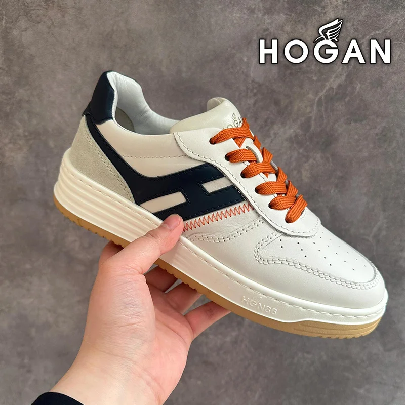 Hogan H630 lvory Blue Sneakers  Fashionable and versatile women's shoes, breathable casual shoes, retro sneakers