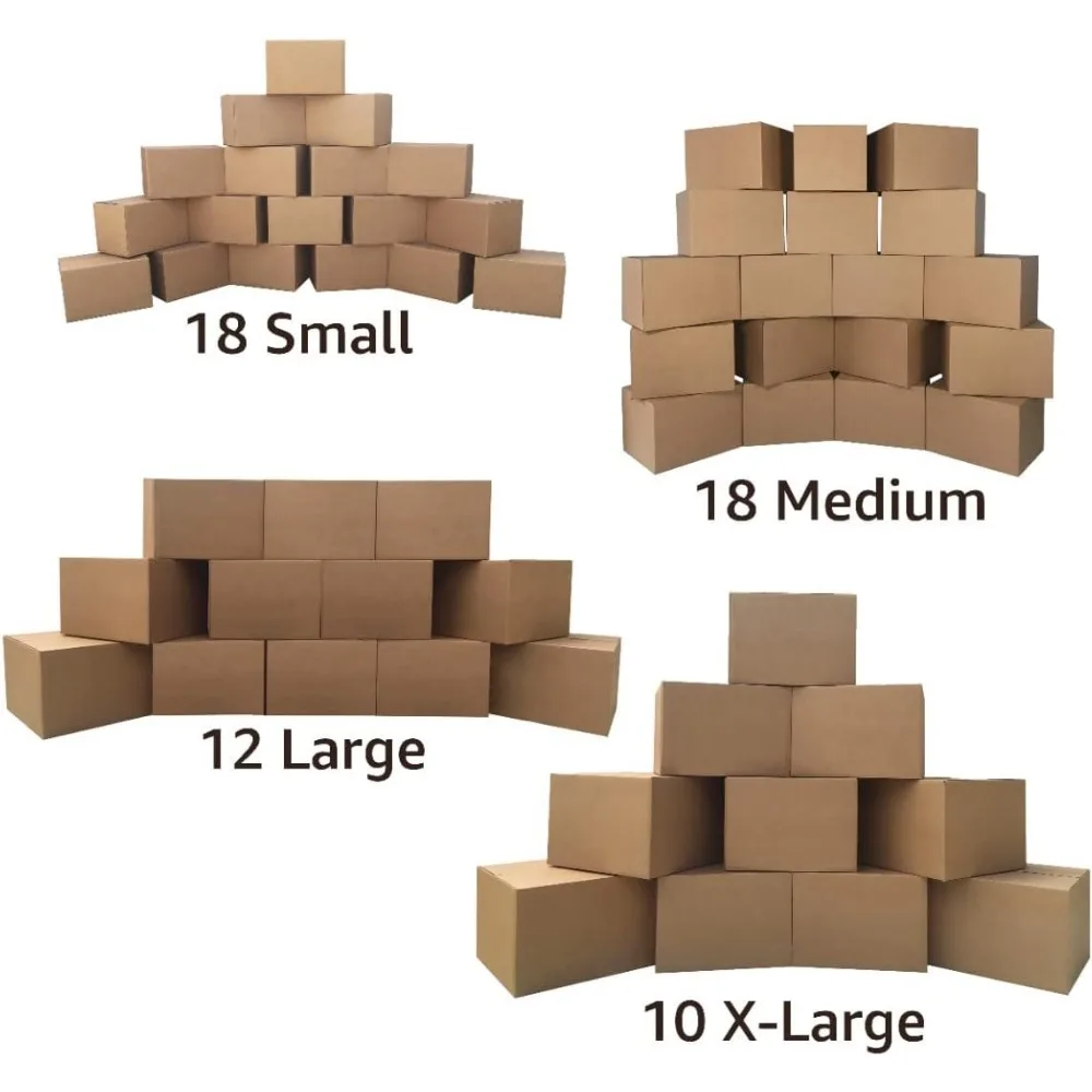 Комплект из 5 ящиков для перемещения в спальне: 58 прочных коробок и основные упаковочные материалы для эффективного перемещения