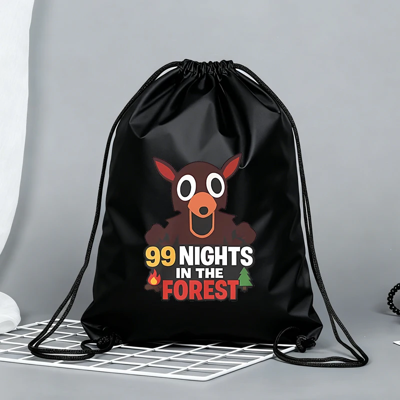 99 Nights in The Forests Drawstring Bags Cartoon Bundle Pockets Anime Portable Storage Bag Pouches Boys Girls Shoulders Bag Gift
