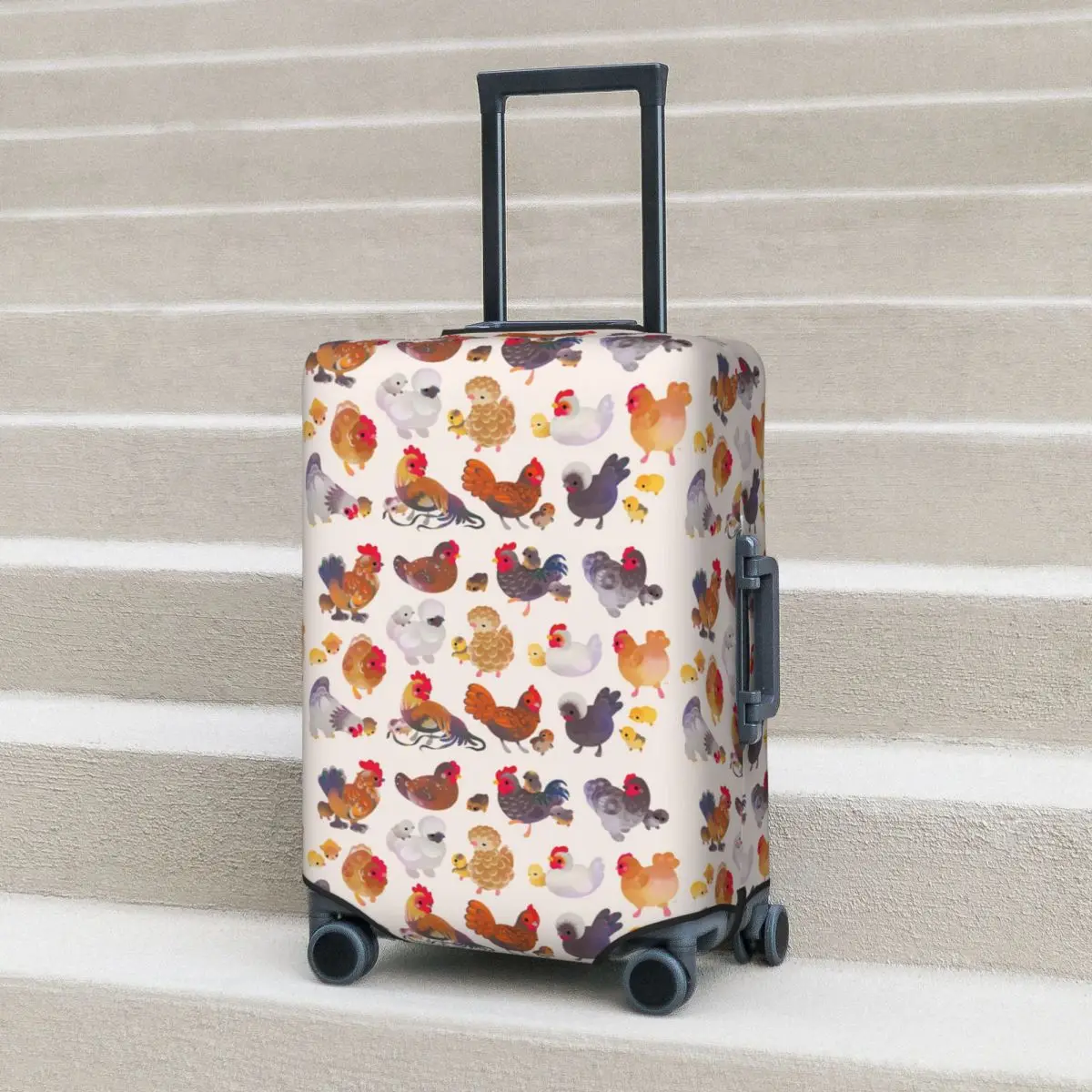 

Chicken And Chick - Pastel Suitcase Cover Protection Elastic Travel Luggage Protector Covers for 18-32 Inch