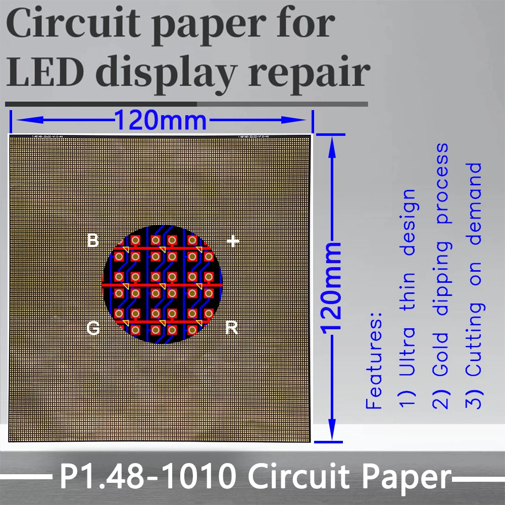 Papel de circuito serie P1.4X, módulo LED, P1.48-1010 de reparación de almohadilla PCB 120x120mm, papel de almohadilla para reparar PCB durante la instalación