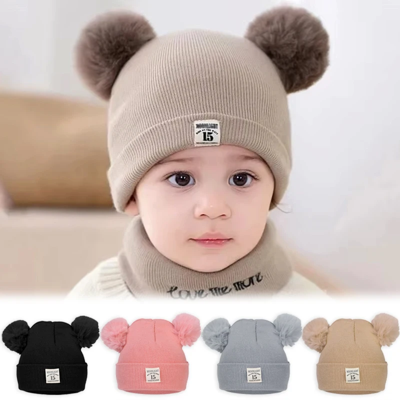 Winter Children's Warm Knitted Hats Stereo Velvet Caddy Hat Ear Protection Cold Solid Wool Hat Accessories for Boys and Girls