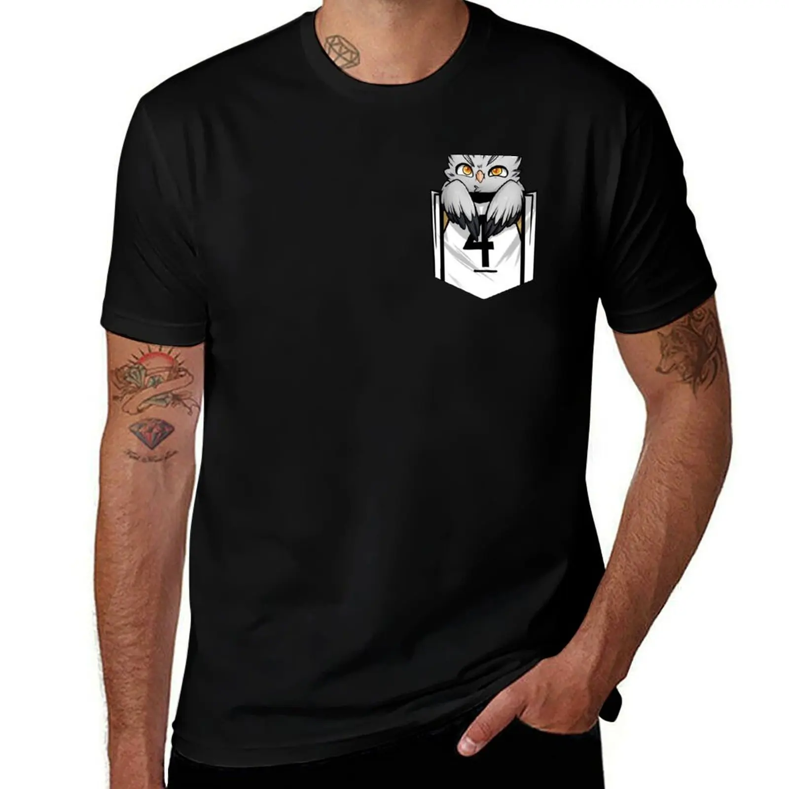 

Pocket Owl T-Shirt man tshirt t shirts for man cotton funny T-Shirt