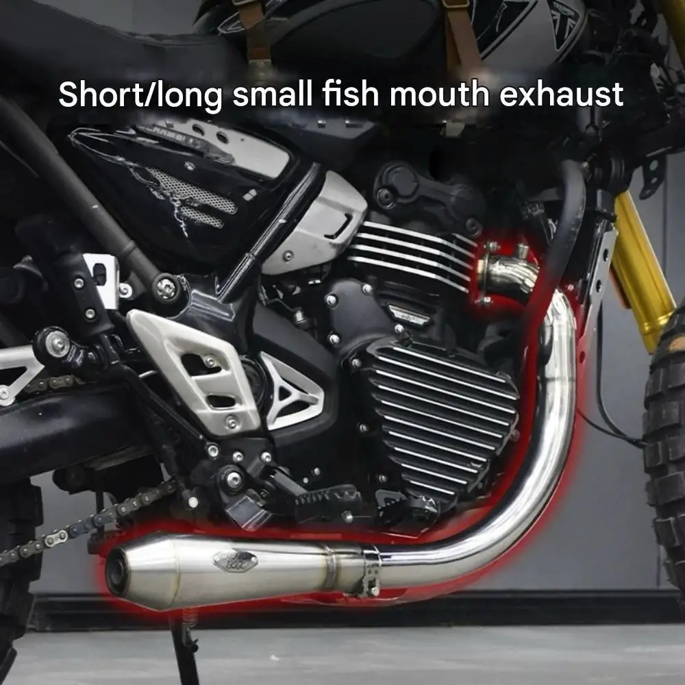 For Triumph Speed400/Scrambler400X Customized right side single outlet small fish mouth low position exhaust pipe accessories