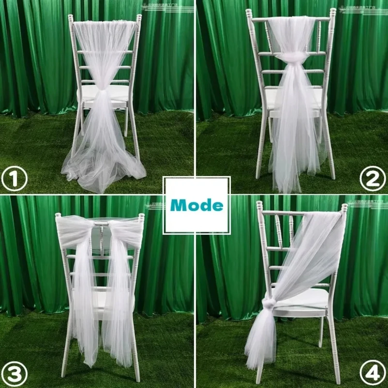 Soft 10PCS Organza Chair Sashes 150*200cm Mesh Tulle Chair Cover Gauze Chair Decoration for Wedding Banquet Party Hotel