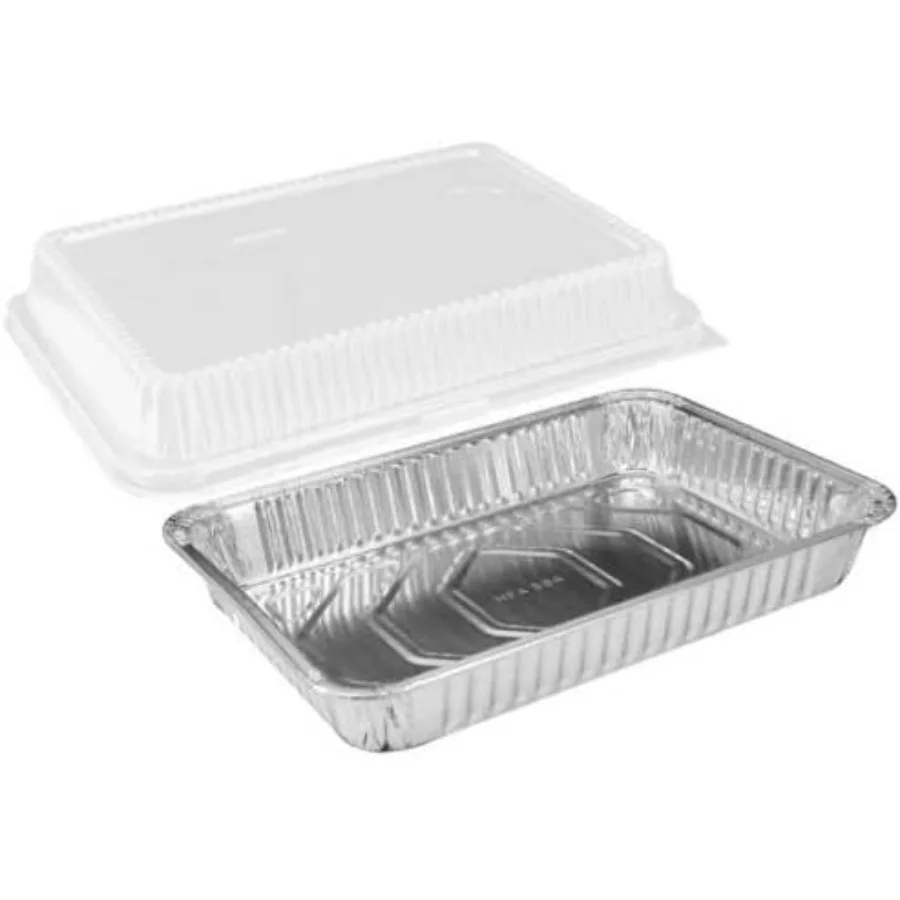 

9 x 13 Half Size Disposable Aluminum Pan with Dome Lids for Food Storage and Transport Ideal for Catering Meal Prep and Event S
