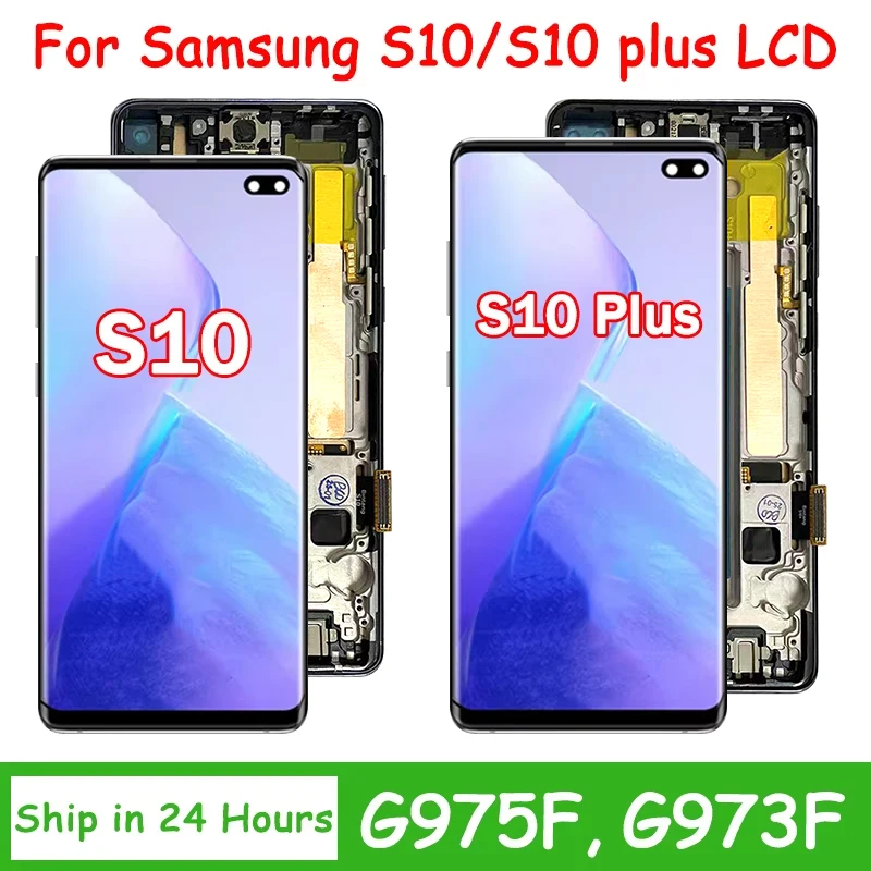 TFT Quality with Frame for Samsung S10 Plus S10+ G975F Lcd Display Digital Touch Screen for Samsung S10 G973F Screen Replacement