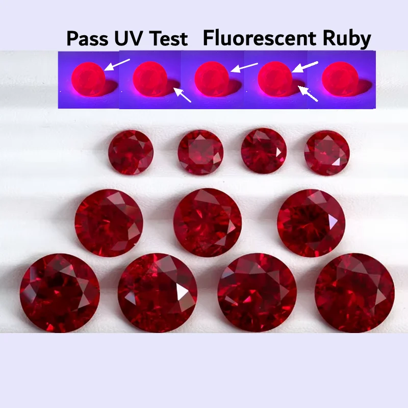 AAAA+ Round Brilliant Cut Ruby Fluorescent Ruby Mohs Hardness Gem for Jewelry Making/Collecting/DIY Ring Pendant Material