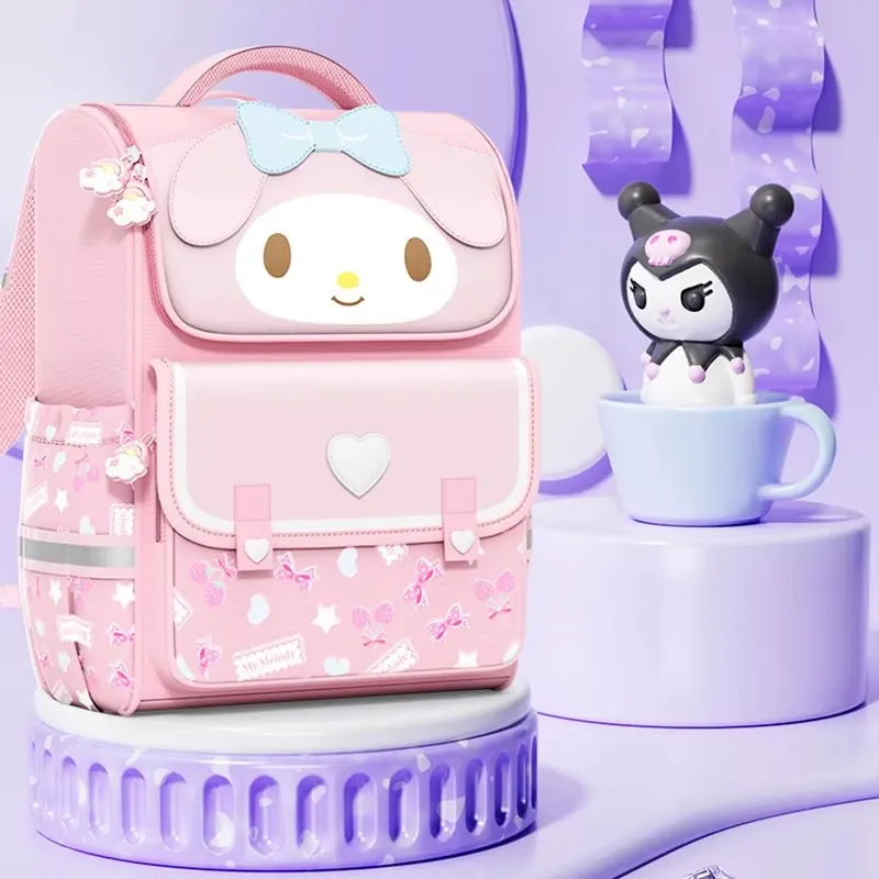 Sanrio Schoolbag Kuromi Cinnamoroll Melody Kate Backpack Primary School Students Girls Children To Reduce Burden Bookbag 2024new