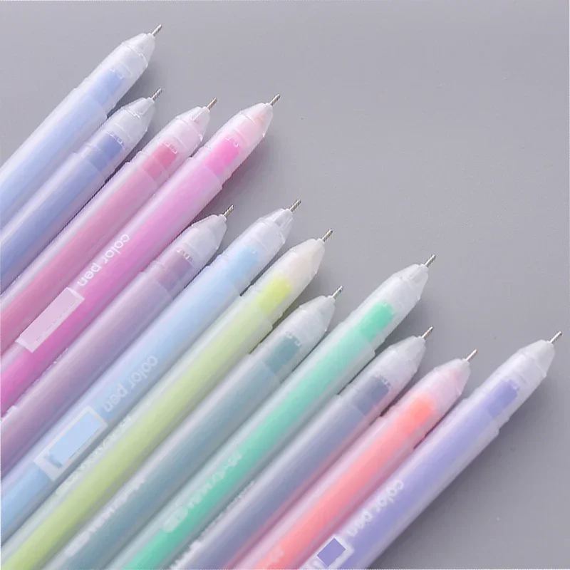 Kawaii Colorido Gel Canetas para Meninas, Caneta Esferográfica para Estudantes, Jornal Artigos de Papelaria, Bonito, Volta às Aulas, 0.5mm, 12 Pcs